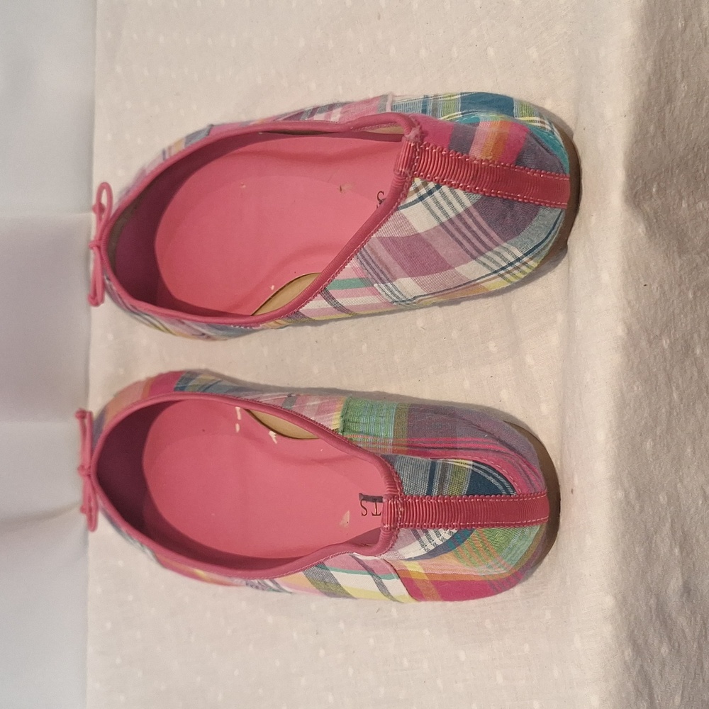 Multicolor Madras Plaid Patchwork Ballet Flats Si… - image 5